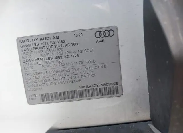 WA1LAAGE7MB010868 2021 2021 Audi E-Tron- Premium Plus Quattro 9