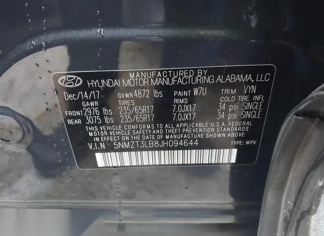 5NMZT3LB8JH094644 2018 2018 Hyundai Santa Fe- Sport 2-4L 9