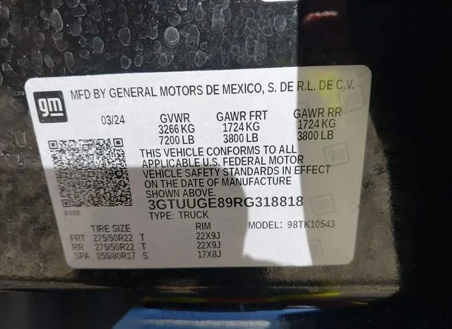 3GTUUGE89RG318818 2024 2024 GMC Sierra- 1500 4Wd  Short Box 9