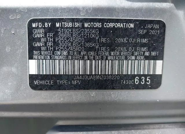 JA4J3UA89NZ038220 2022 2022 Mitsubishi Outlander- Black Edi 9