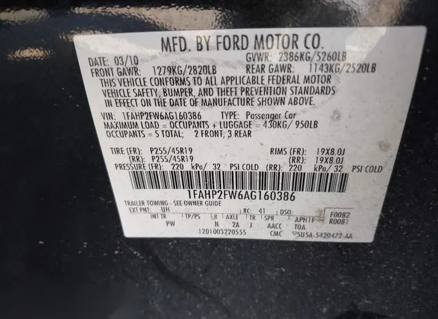 1FAHP2FW6AG160386 2010 2010 Ford Taurus- Limited 9