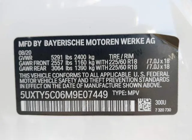 5UXTY5C06M9E07449 2021 2021 BMW X3- Xdrive30I 9