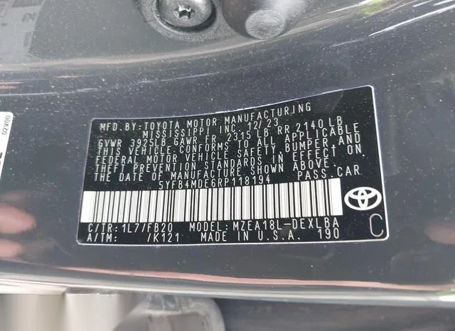 5YFB4MDE6RP118194 2024 2024 Toyota Corolla- LE 9