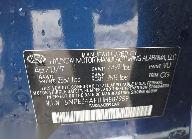 5NPE34AF1HH587959 2017 2017 Hyundai Sonata- Limited 9