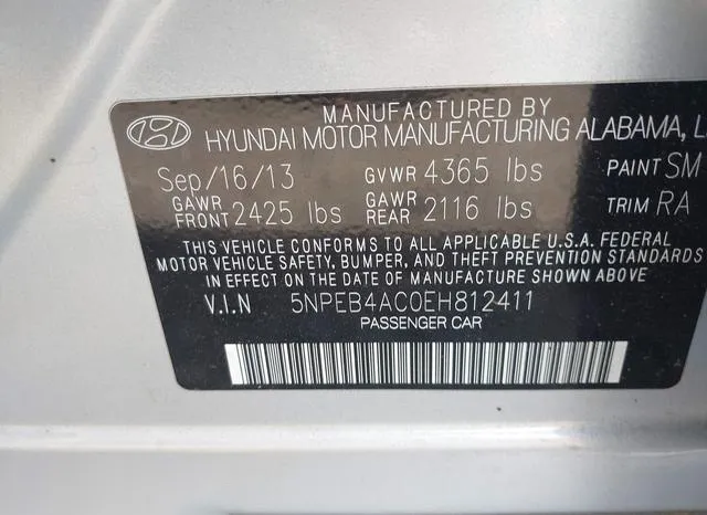 5NPEB4AC0EH812411 2014 2014 Hyundai Sonata- Gls 9