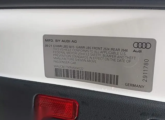 WAUCBCF50NA004222 2022 2022 Audi A5- Sportback Premium Plus 9