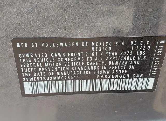 3VWE57BUXMM026511 2021 2021 Volkswagen Jetta- 1-4T Sel 9