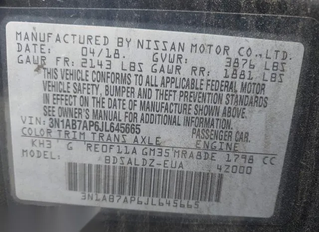 3N1AB7AP6JL645665 2018 2018 Nissan Sentra- SV 9