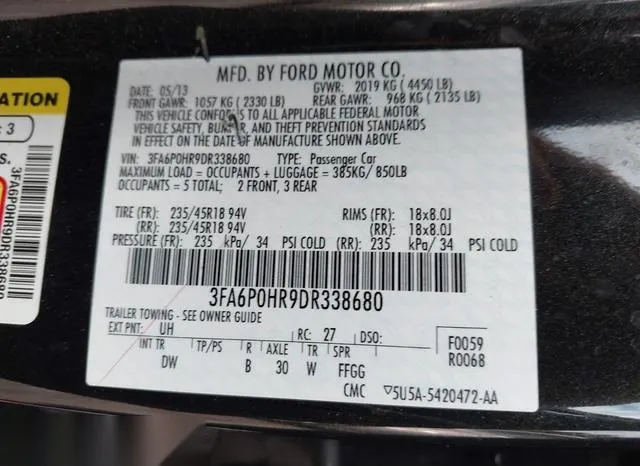 3FA6P0HR9DR338680 2013 2013 Ford Fusion- SE 9