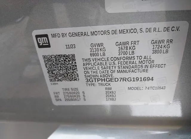 3GTPHGED7RG191694 2024 2024 GMC Sierra- 1500 2Wd  Short Box 9