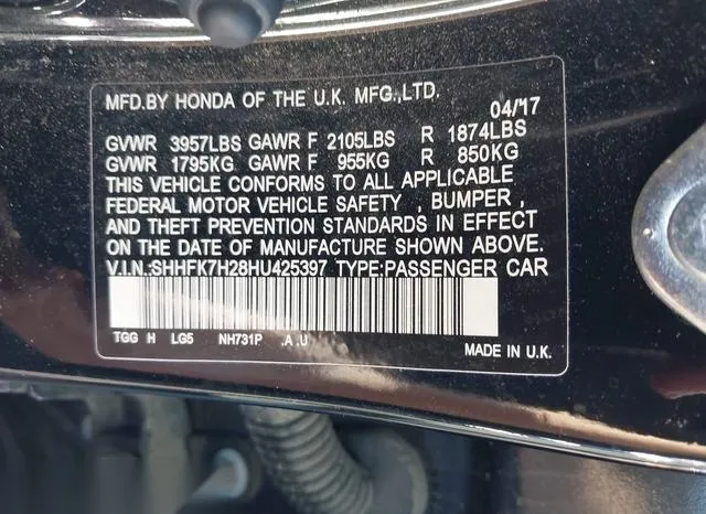 SHHFK7H28HU425397 2017 2017 Honda Civic- LX 9