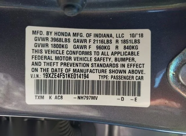 19XZE4F51KE014194 2019 2019 Honda Insight- EX 9