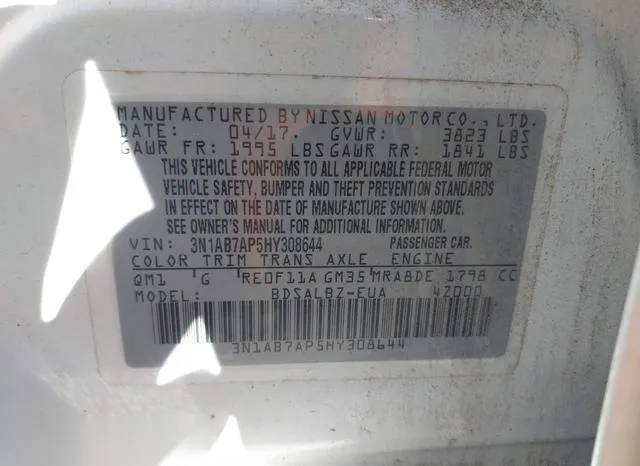 3N1AB7AP5HY308644 2017 2017 Nissan Sentra- S 9