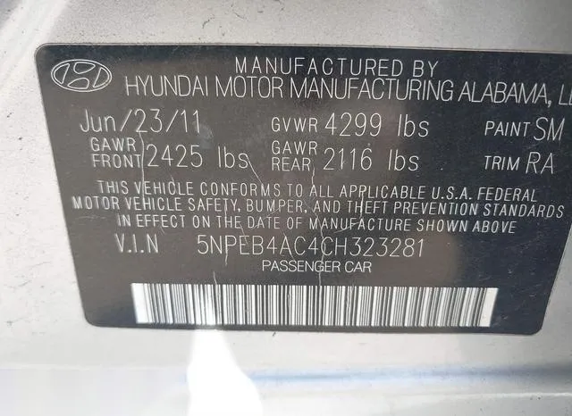 5NPEB4AC4CH323281 2012 2012 Hyundai Sonata- Gls 9