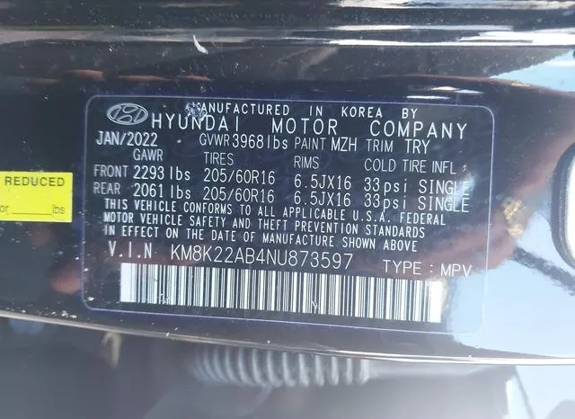 KM8K22AB4NU873597 2022 2022 Hyundai Kona- SE 9