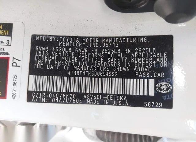 4T1BF1FK5DU694992 2013 2013 Toyota Camry- SE 9