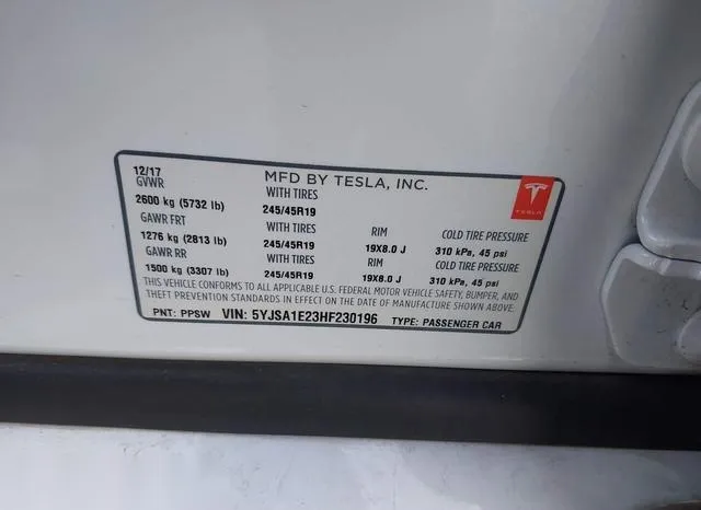 5YJSA1E23HF230196 2017 2017 Tesla Model S- 100D/60D/75D/90D/ 9