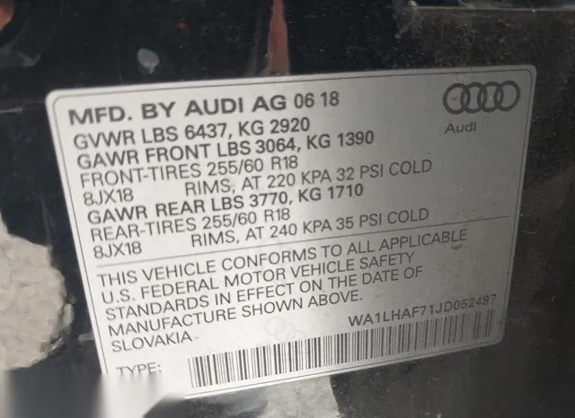 WA1LHAF71JD052497 2018 2018 Audi Q7- 2-0T Premium 9