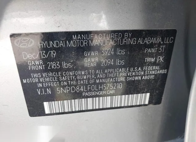 5NPD84LF0LH575210 2020 2020 Hyundai Elantra- Sel 9