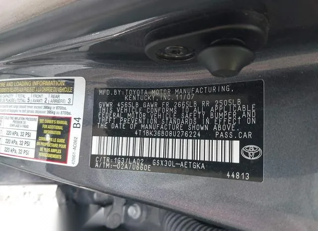 4T1BK36B08U276224 2008 2008 Toyota Avalon- Xls 9