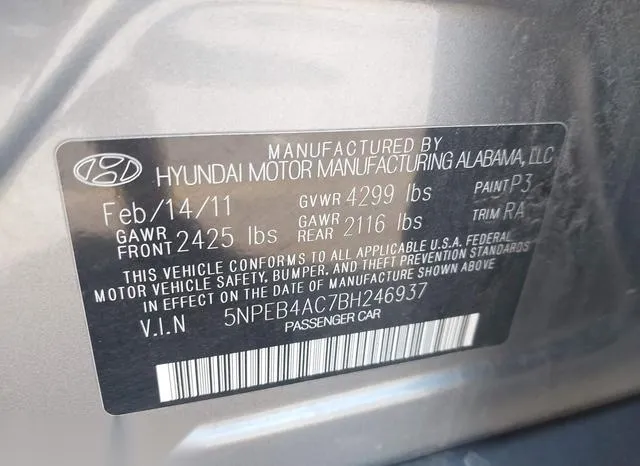 5NPEB4AC7BH246937 2011 2011 Hyundai Sonata- Gls 9