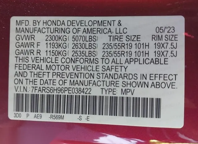 7FARS6H96PE038422 2023 2023 Honda CR-V- Hybrid Sport Touring 9