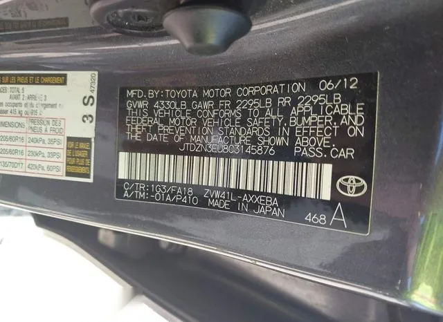 JTDZN3EU8C3145876 2012 2012 Toyota Prius- V Three 9