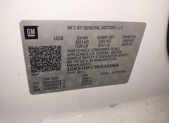 1GKS1BKC9KR244564 2019 2019 GMC Yukon- Slt 9