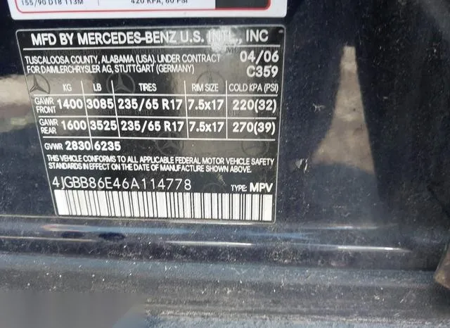 4JGBB86E46A114778 2006 2006 Mercedes-Benz ML 350- 4Matic 9