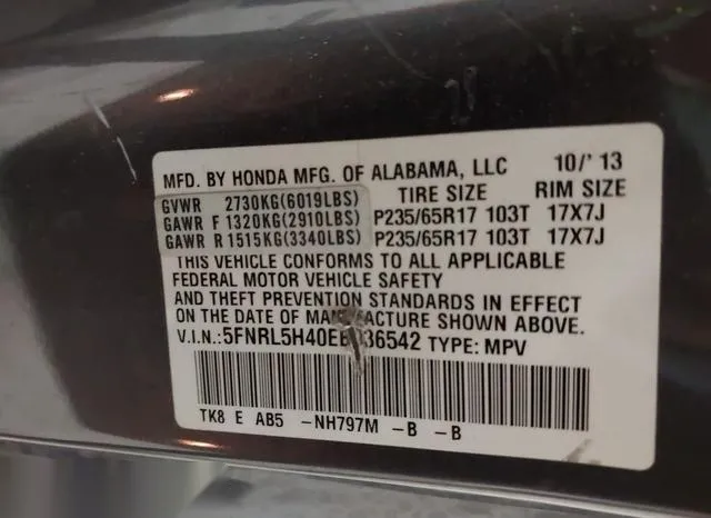 5FNRL5H40EB036542 2014 2014 Honda Odyssey- EX 9