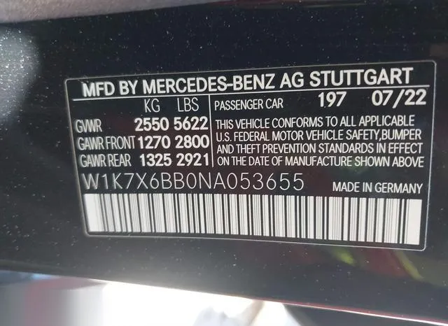 W1K7X6BB0NA053655 2022 2022 Mercedes-Benz Amg Gt 53 4-Door 9