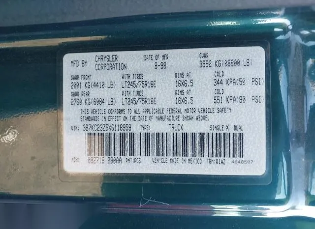 3B7KC23Z5XG118959 1999 1999 Dodge RAM 2500- ST 9