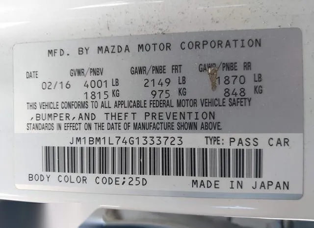 JM1BM1L74G1333723 2016 2016 Mazda 3- I Touring 9