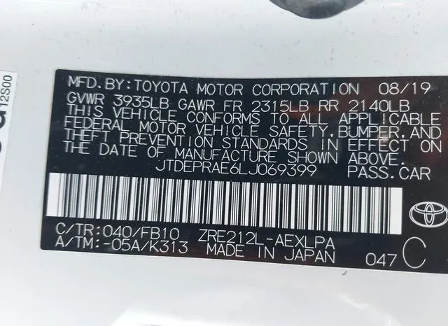 JTDEPRAE6LJ069399 2020 2020 Toyota Corolla- LE 9