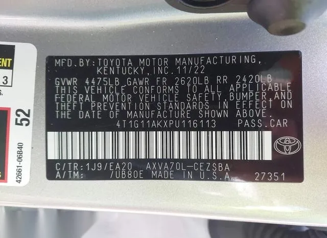 4T1G11AKXPU116113 2023 2023 Toyota Camry- SE 9