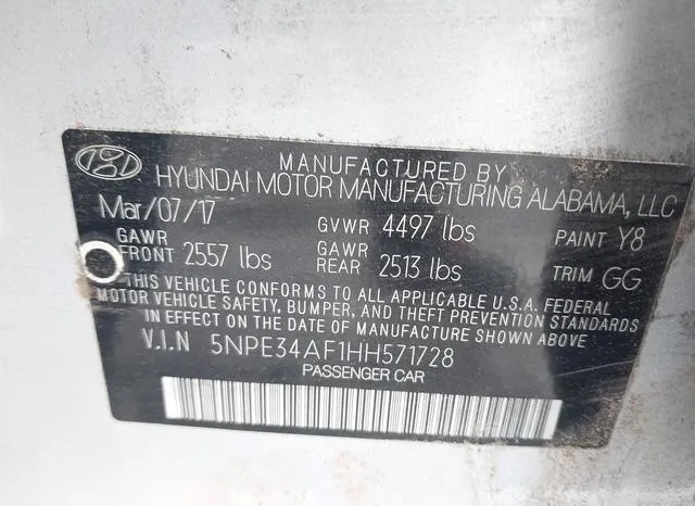 5NPE34AF1HH571728 2017 2017 Hyundai Sonata- Sport 9