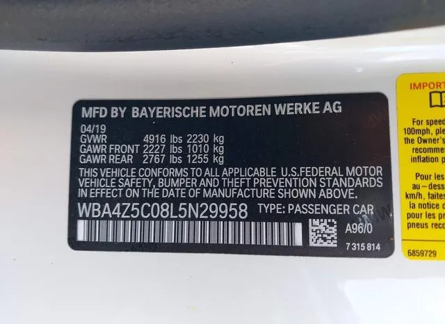 WBA4Z5C08L5N29958 2020 2020 BMW 4 Series- 440I 9