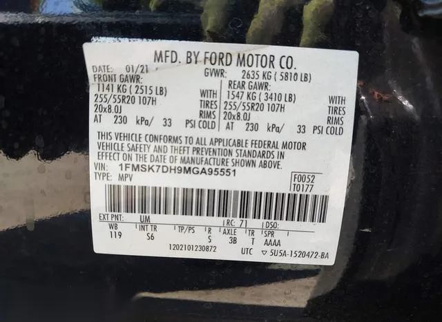 1FMSK7DH9MGA95551 2021 2021 Ford Explorer- Xlt 9