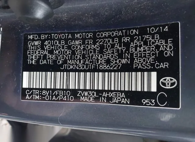 JTDKN3DU1F1886227 2015 2015 Toyota Prius- Two 9