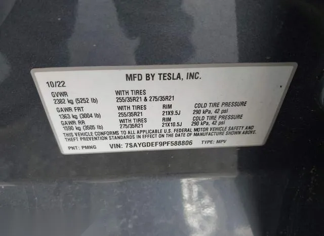 7SAYGDEF9PF588806 2023 2023 Tesla Model Y- Performance Dual 9