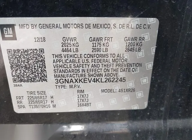 3GNAXKEV4KL262245 2019 2019 Chevrolet Equinox- LT 9