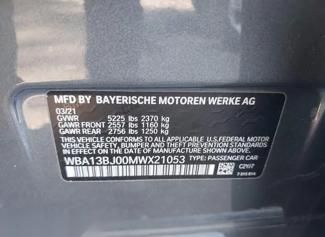 WBA13BJ00MWX21053 2021 2021 BMW 5 Series- 530I Xdrive 9