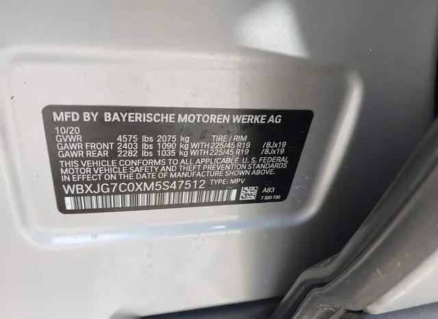 WBXJG7C0XM5S47512 2021 2021 BMW X1- Sdrive28I 9