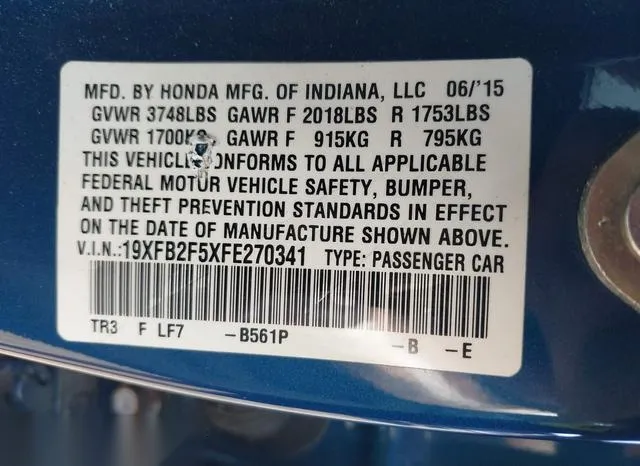 19XFB2F5XFE270341 2015 2015 Honda Civic- LX 9