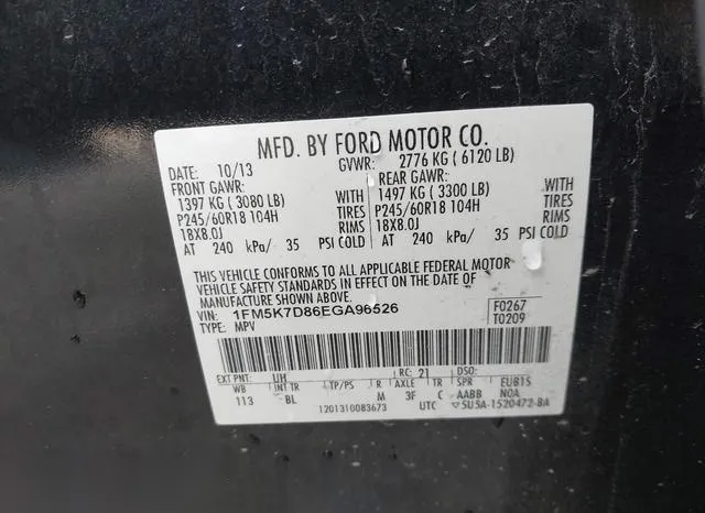 1FM5K7D86EGA96526 2014 2014 Ford Explorer- Xlt 9