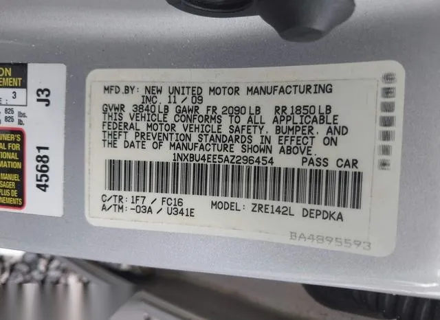 1NXBU4EE5AZ296454 2010 2010 Toyota Corolla- LE 9