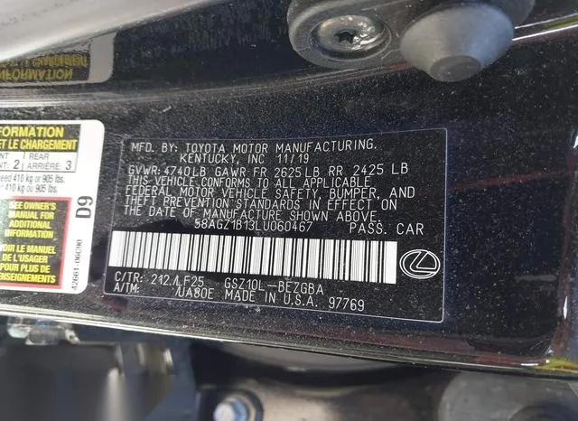 58AGZ1B13LU060467 2020 2020 Lexus ES- 350 F Sport 9