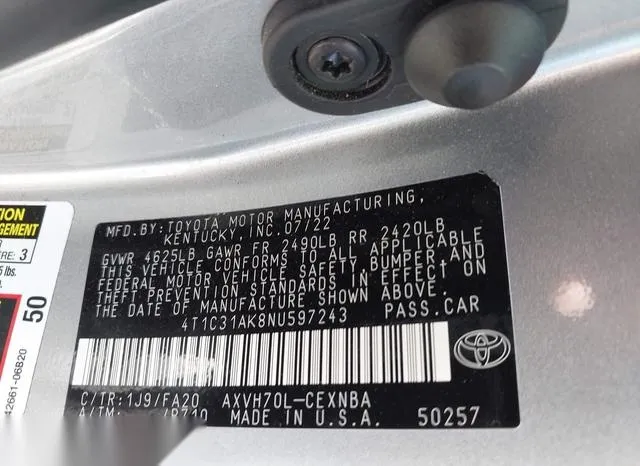 4T1C31AK8NU597243 2022 2022 Toyota Camry- Le Hybrid 9