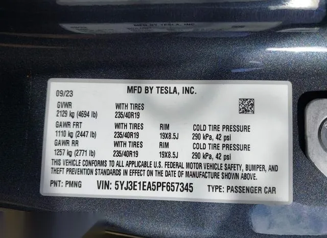 5YJ3E1EA5PF657345 2023 2023 Tesla Model 3- Rear-Wheel Drive 9