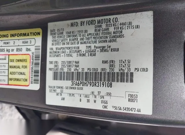 3FA6P0H79DR319108 2013 2013 Ford Fusion- SE 9